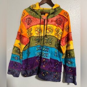 Rising International Multicolor Tie Dye Full Zip Boho jacket
